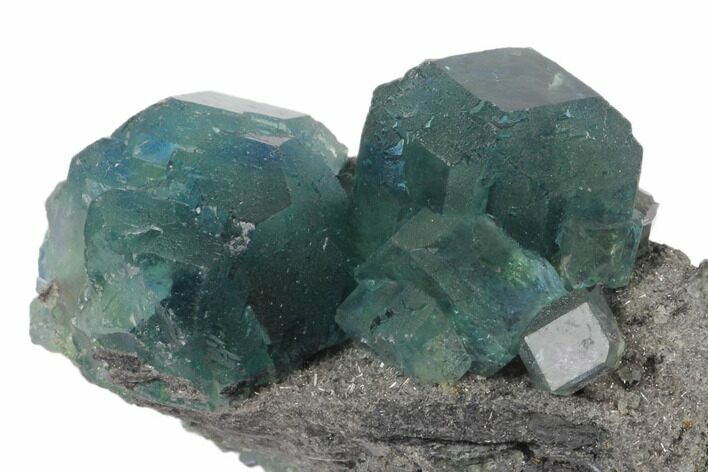 Blue-Green Fluorite on Sparkling Quartz - China #120333